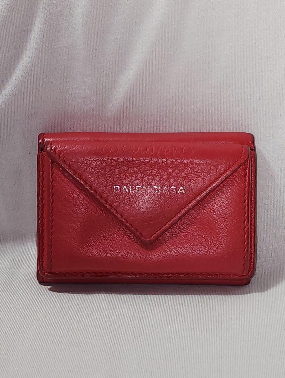 Authentic Balenciaga Papier Mini Tri Fold Wallet In RED
